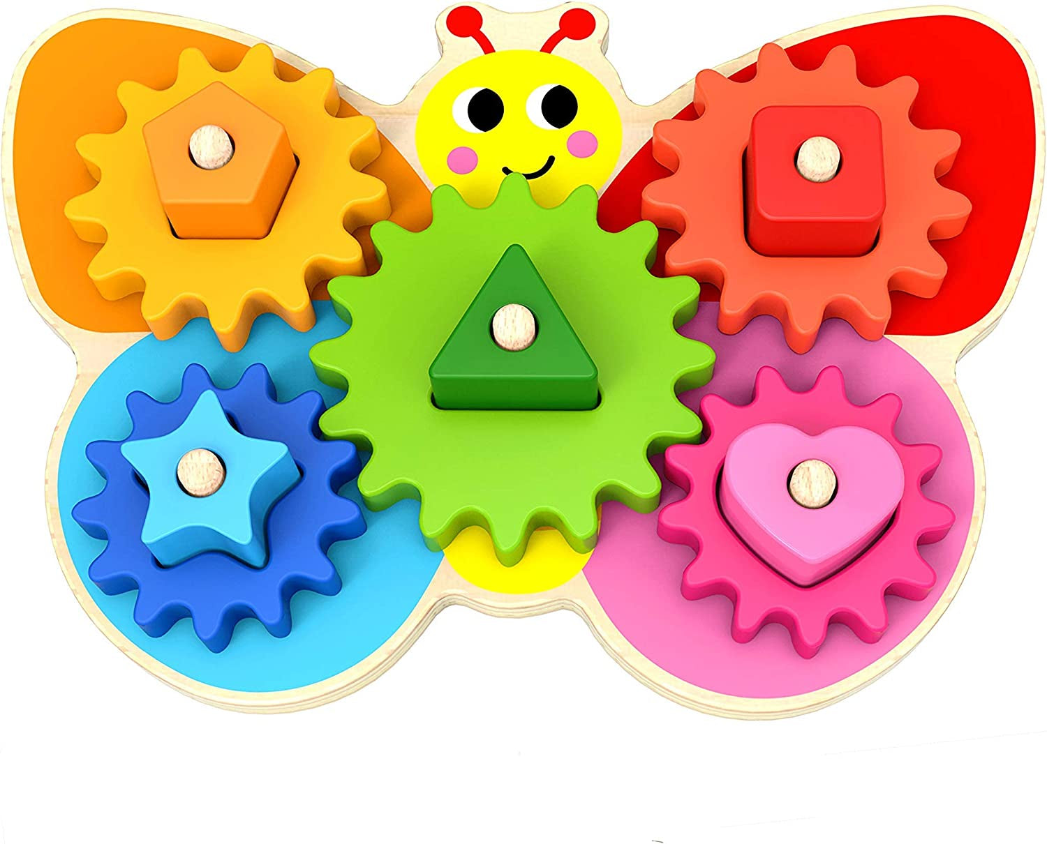 Wooden Toys - Montessori Toys for 2 Year Old Girls and Boys - Toddler Puzzles - Shape Sorting Matching Gear Game - Educational Toddler Toys Age 2-3 - Great Preschool Learning Activities