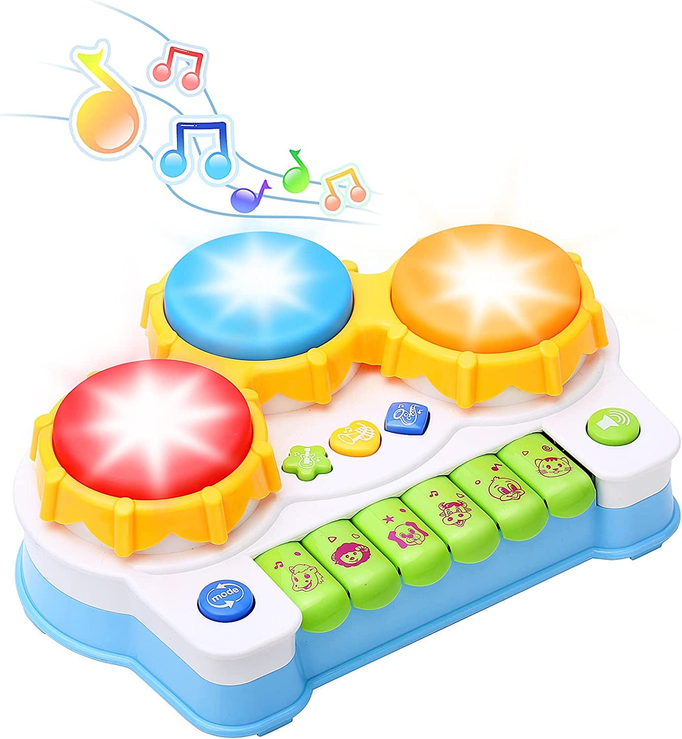 Baby Musical Keyboard Piano Drum Set,Learning Light up Toy, Early Educamional Montessori Toys for Babies Toddler Boys Girls Birthday