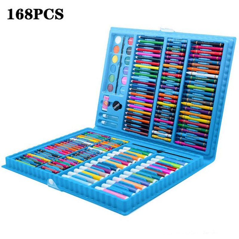 208 PCS Kid Draw Set Colored Pencil Crayon Watercolors Pens with Drawing Board Drawing Set Toy School Supplies Kid Gifts