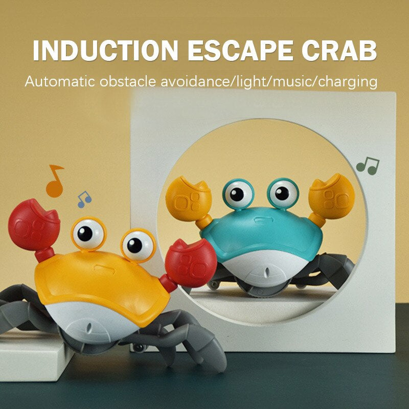 Crawling Escape Crab Automatic Induction Obstacle Avoidance Crab Electric Luminous Music Toys Rechargeable Musical Children Toys