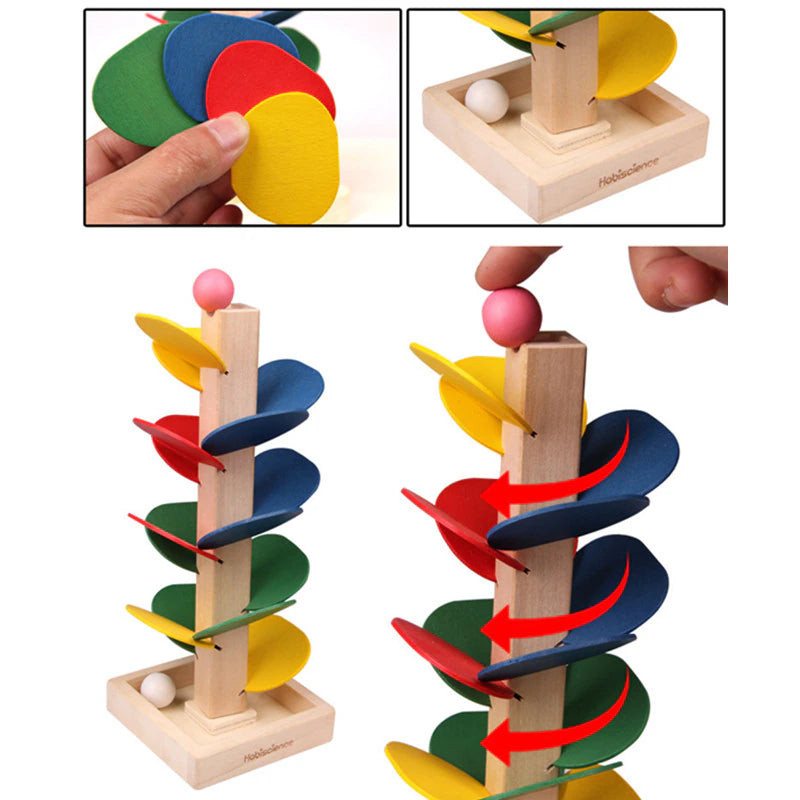 Montessori Baby Wooden Spelling Building Blocks Petal Tree Toy Rainbow Ball Children'S Small Track Educational Toy for Kids Gift