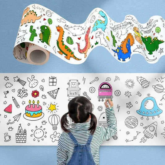 Children'S Drawing Roll Sticky Color Filling Paper Graffiti Scroll Coloring Paper Roll for Kids DIY Painting Educational Toys