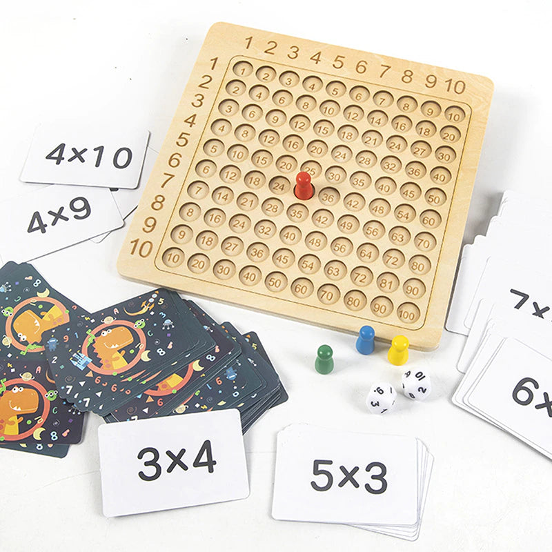 Wooden Montessori Multiplication Board Game : Kids Learning Educational Toys Math Counting Hundred Board Interactive Thinking Game