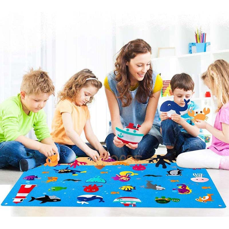 Felt Board Stories Set Montessori Ocean Farm Insect Animal Family Interactive Preschool Early Learning Toddlers Toys for Child