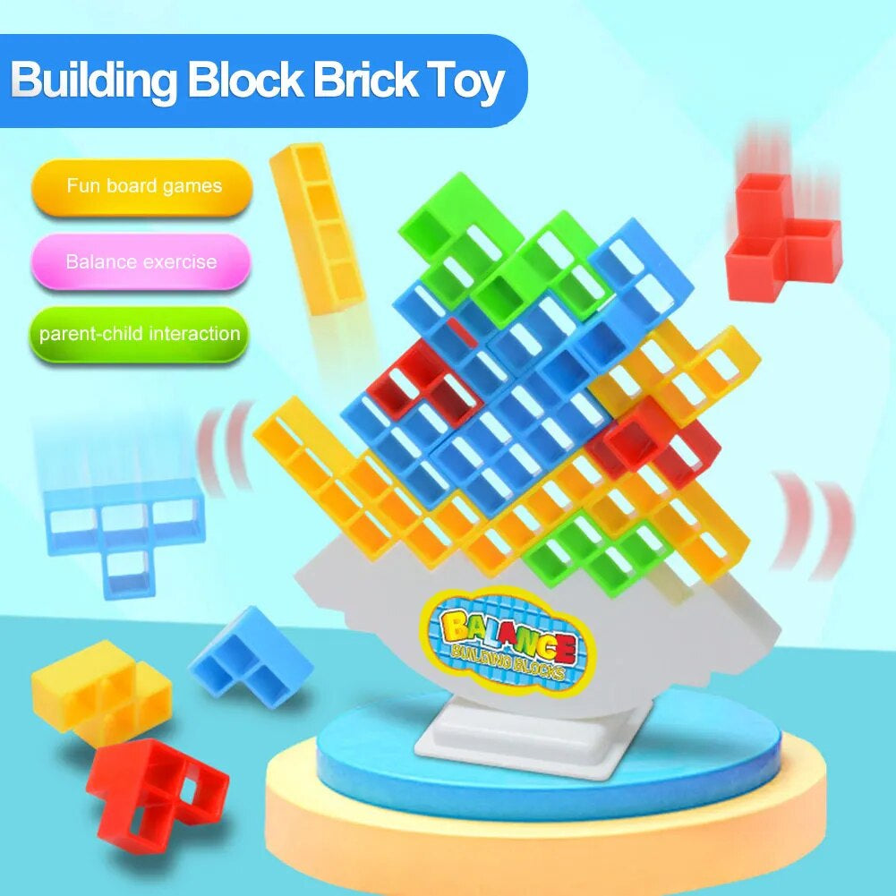 16-48 Blocks Building Block Brick Toy Balance Stacked Tetra Tower Game Swing High Russian Building Blocks Stack Kid Desktop Toy