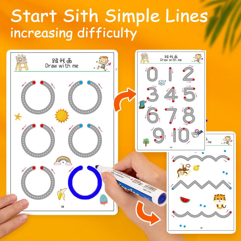 Children Montessori Drawing Toy Pen Control Training Color Shape Math Match Game Set Toddler Learning Activities Educational Toy