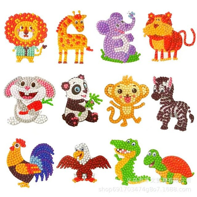 9Pcs Animals Diamond Painting Stickers Diy 5D Diamond Mosaic Sea Full Drill for Kids Diamond Painting Embroidery Kits Art Sets