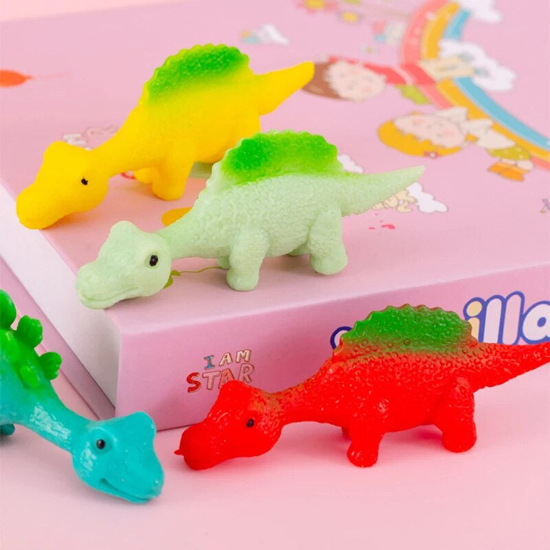 10Pcs Dinosaur Finger Catapult Decompression Toy TPR Finger Slingshot for Kids Birthday Party Favors Goodie Bag Pinata Fillers