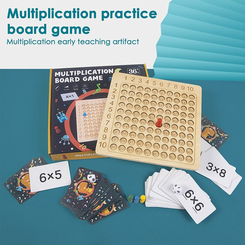 Wooden Montessori Multiplication Board Game : Kids Learning Educational Toys Math Counting Hundred Board Interactive Thinking Game