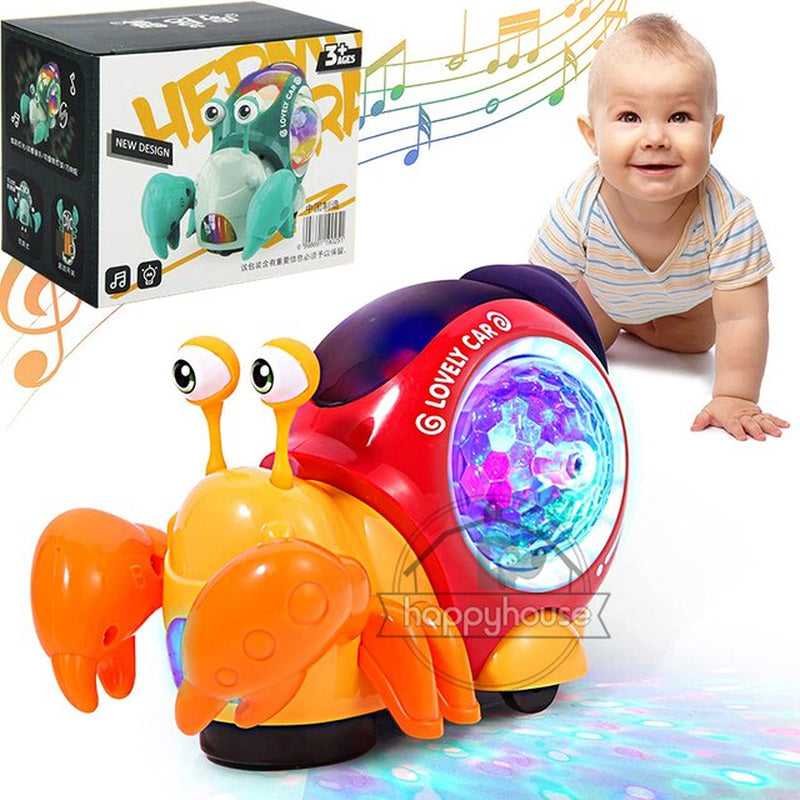 Crawling Crab Snail Baby Toys with Music Light Interactive Musical Toys for Baby Dancing Crawling Toys Moving Toddler Toys 0 12