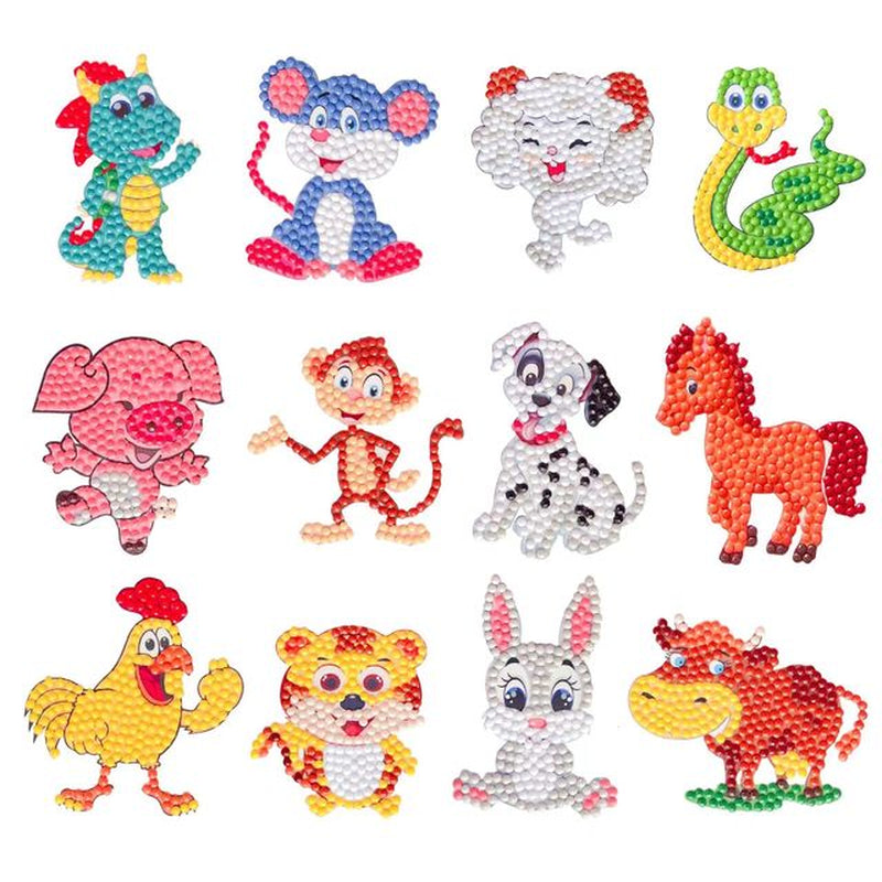 9Pcs Animals Diamond Painting Stickers Diy 5D Diamond Mosaic Sea Full Drill for Kids Diamond Painting Embroidery Kits Art Sets